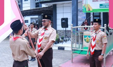 Ka Kwarda Jambi Lepas Konda Jambi pada Kegiatan Kemah Nasional V Sako Pramuka Sekolah Islam Terpadu Tahun 2023